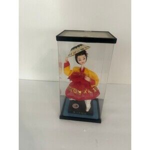 Vintage Cloth Asian Doll Vintage Korean Doll in Case